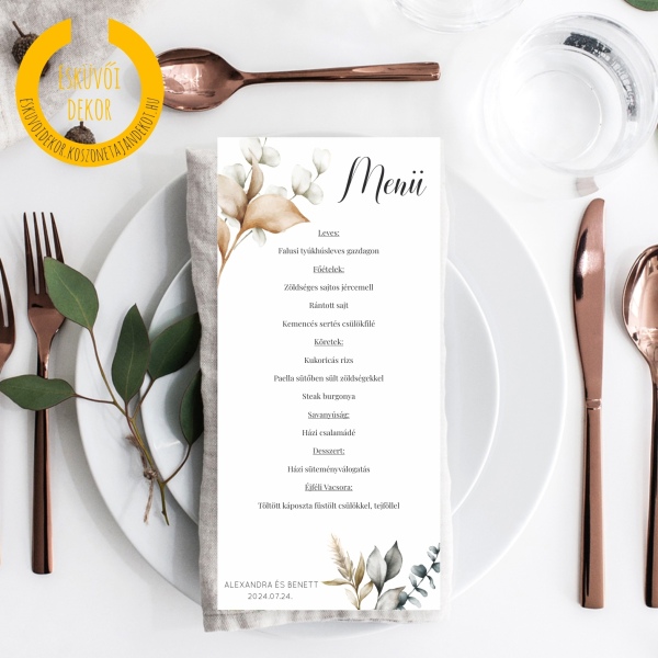 Menükártya (kétoldalas)